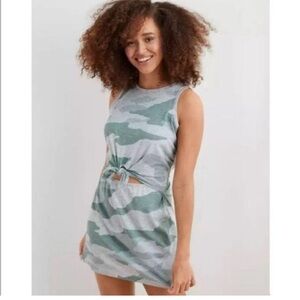 Aerie Green Camouflage Tie-Front Tank  Top Dress. Size small